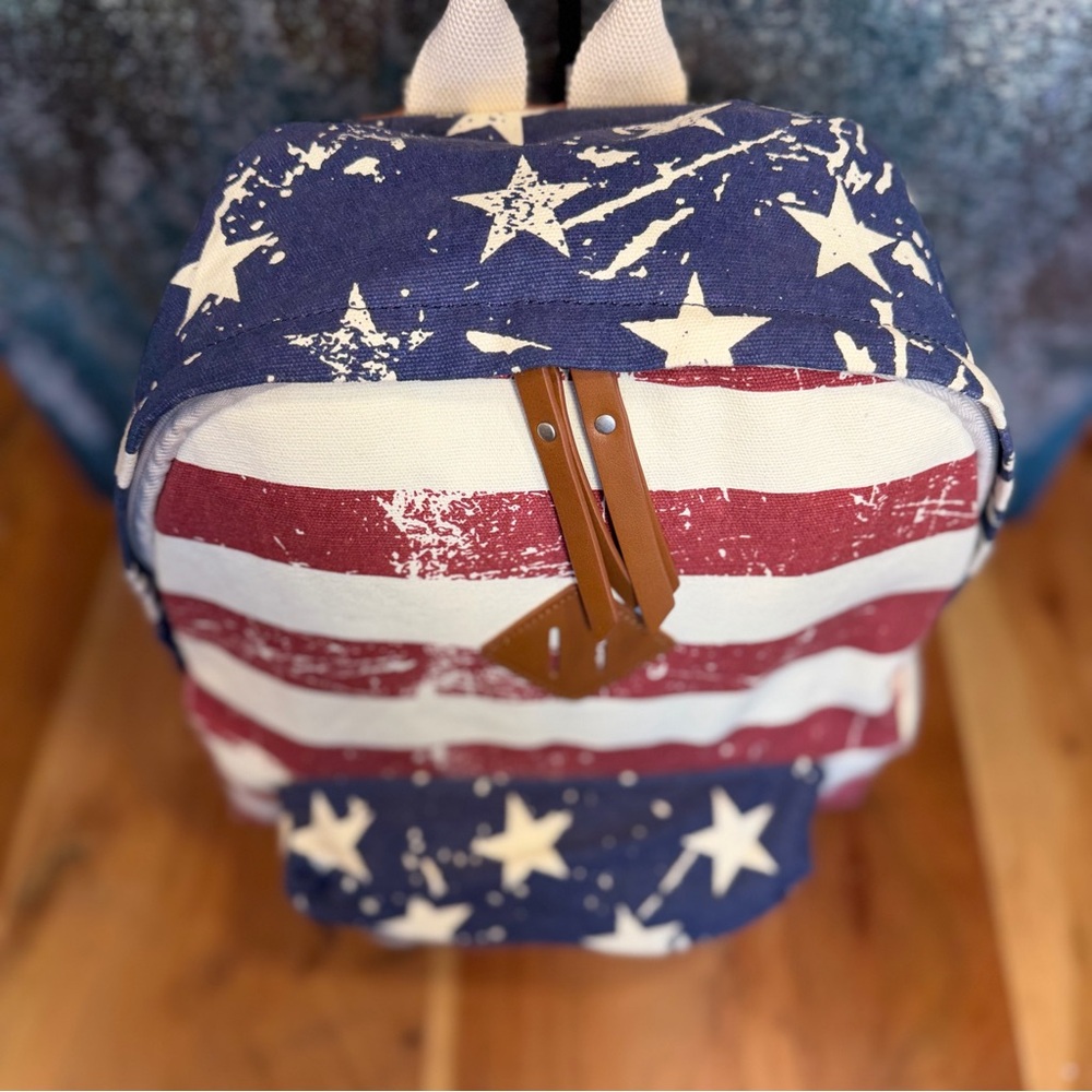 Joe Boxer American Flag Vintage (early 2000’s) Y2K Canvas Backpack - Picture 5 of 11